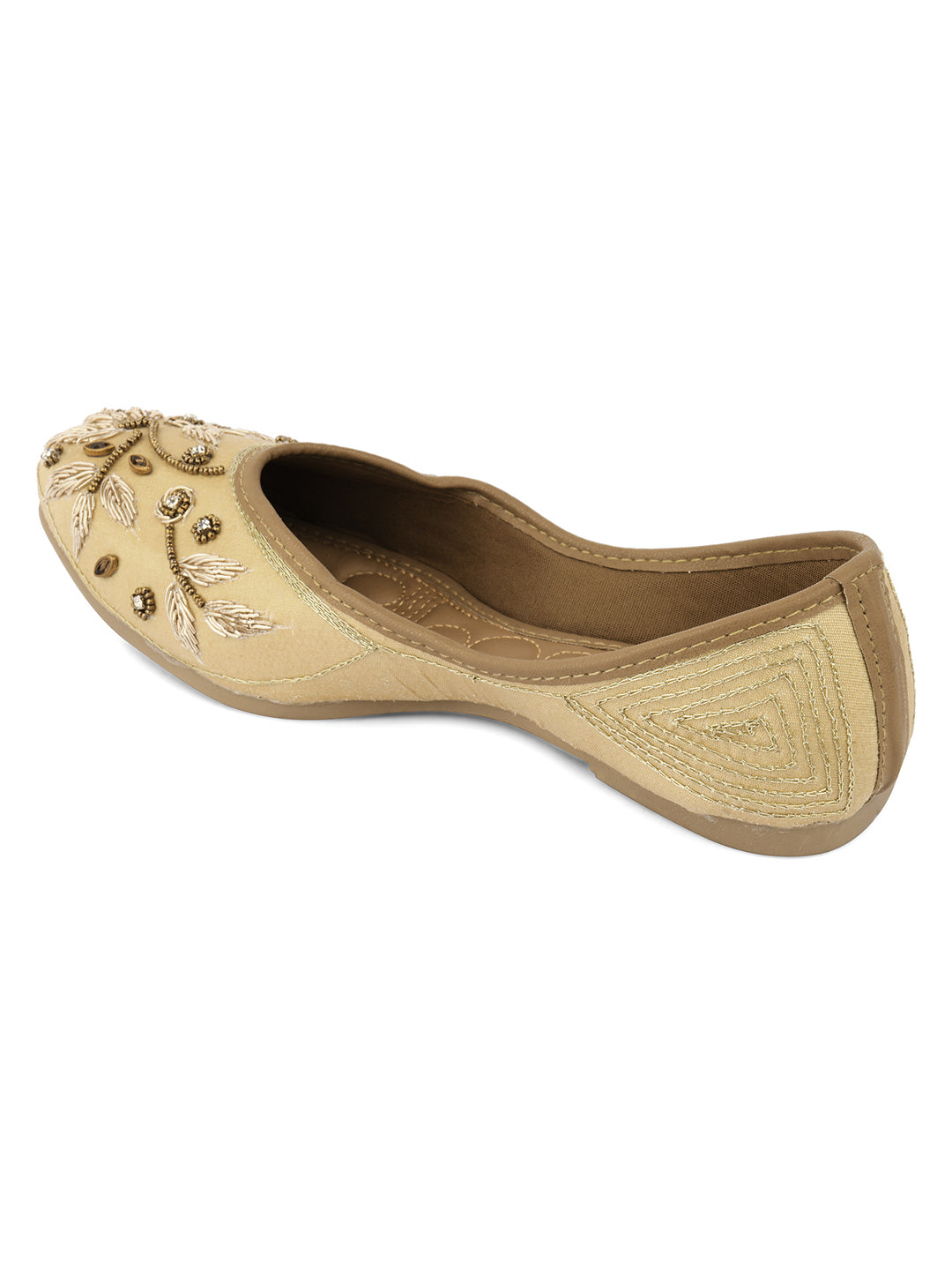 DESI COLOUR Women Multicoloured Embellished Leather Ethnic Mojaris with Laser Cuts Flats