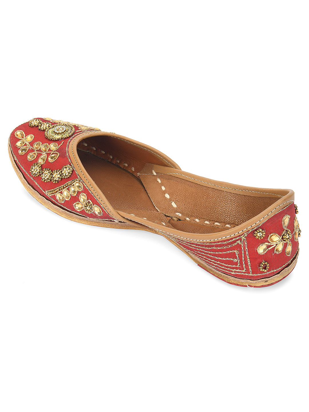 DESI COLOUR Women Maroon Ethnic Mojaris Flats