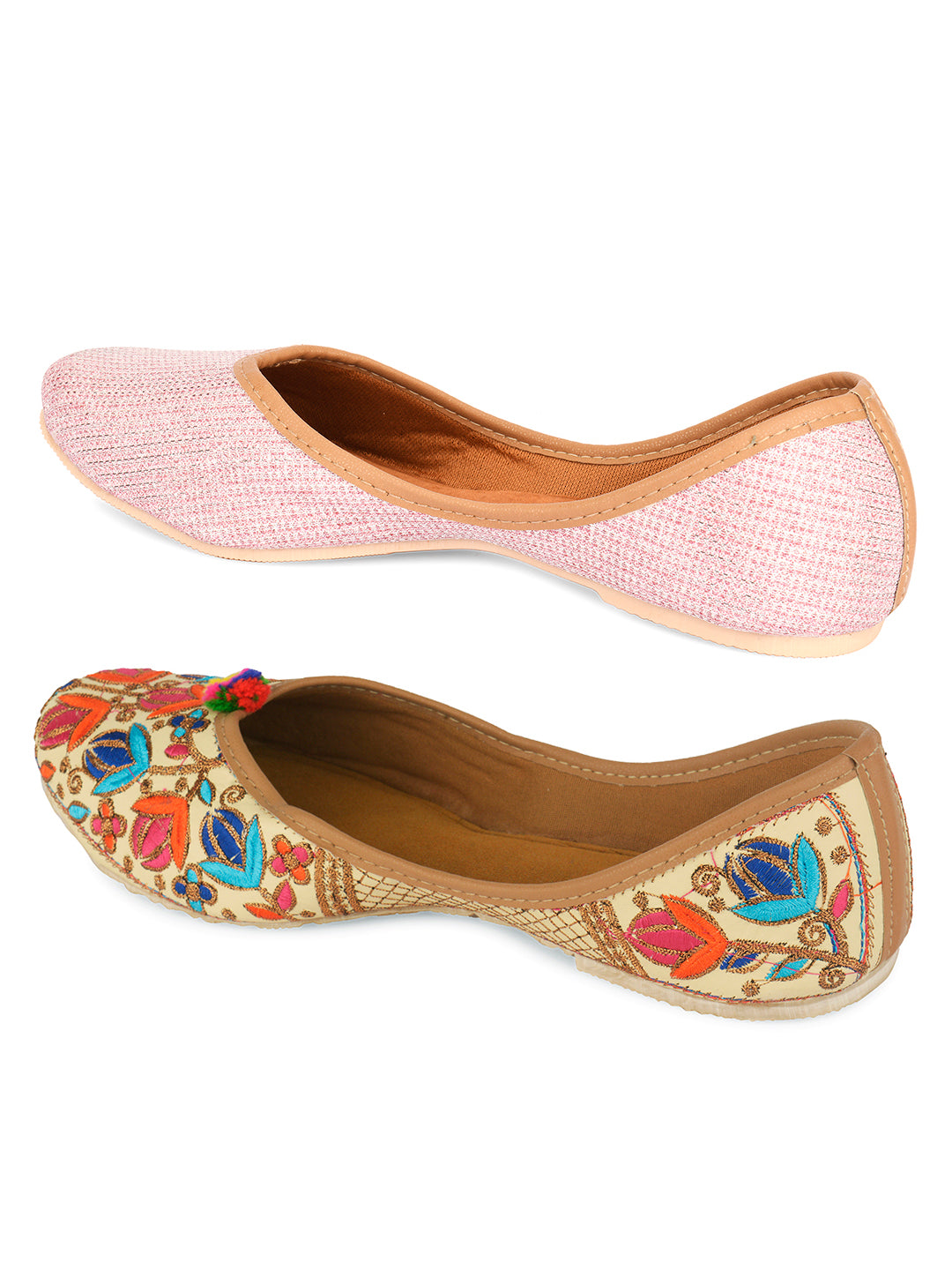DESI COLOUR Women Multicoloured Textured Mojaris