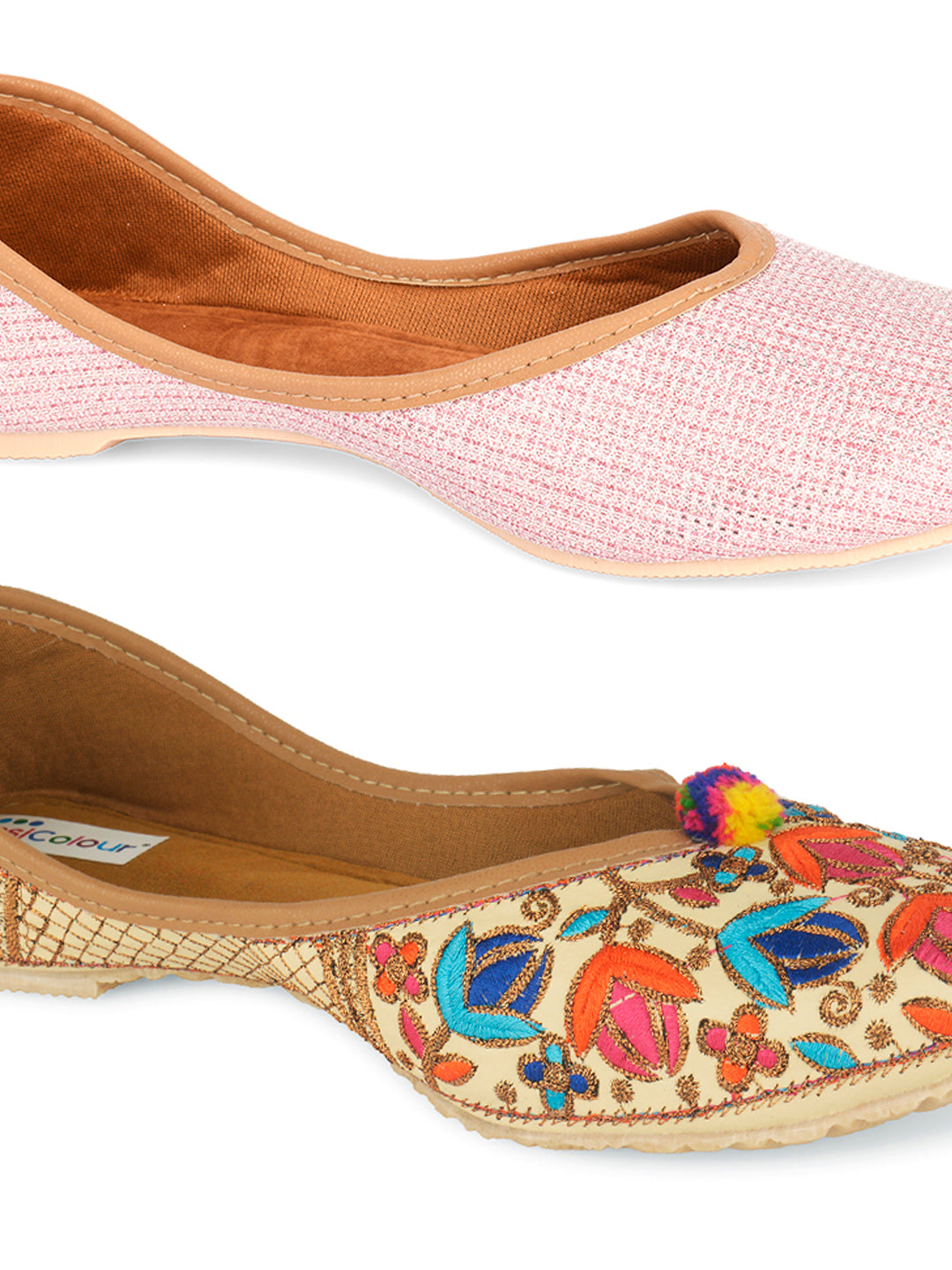 DESI COLOUR Women Multicoloured Textured Mojaris