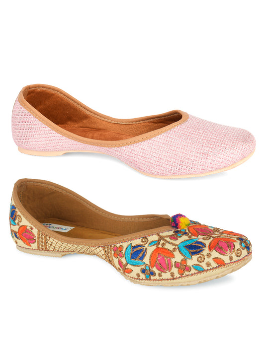 DESI COLOUR Women Multicoloured Textured Mojaris