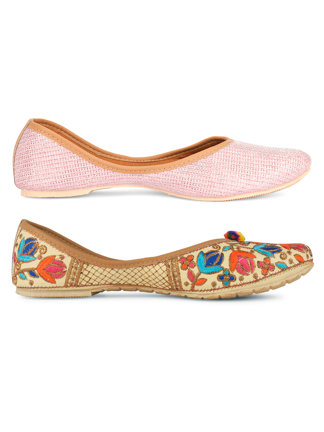 DESI COLOUR Women Multicoloured Textured Mojaris