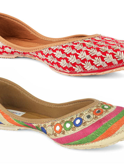 DESI COLOUR Women Set of 2 Printed Mojaris