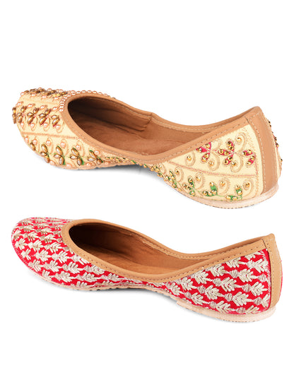 DESI COLOUR Women Multicoloured Solid Mojaris