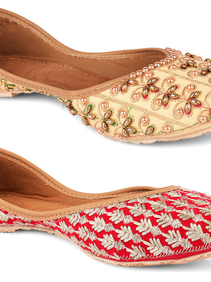 DESI COLOUR Women Multicoloured Solid Mojaris