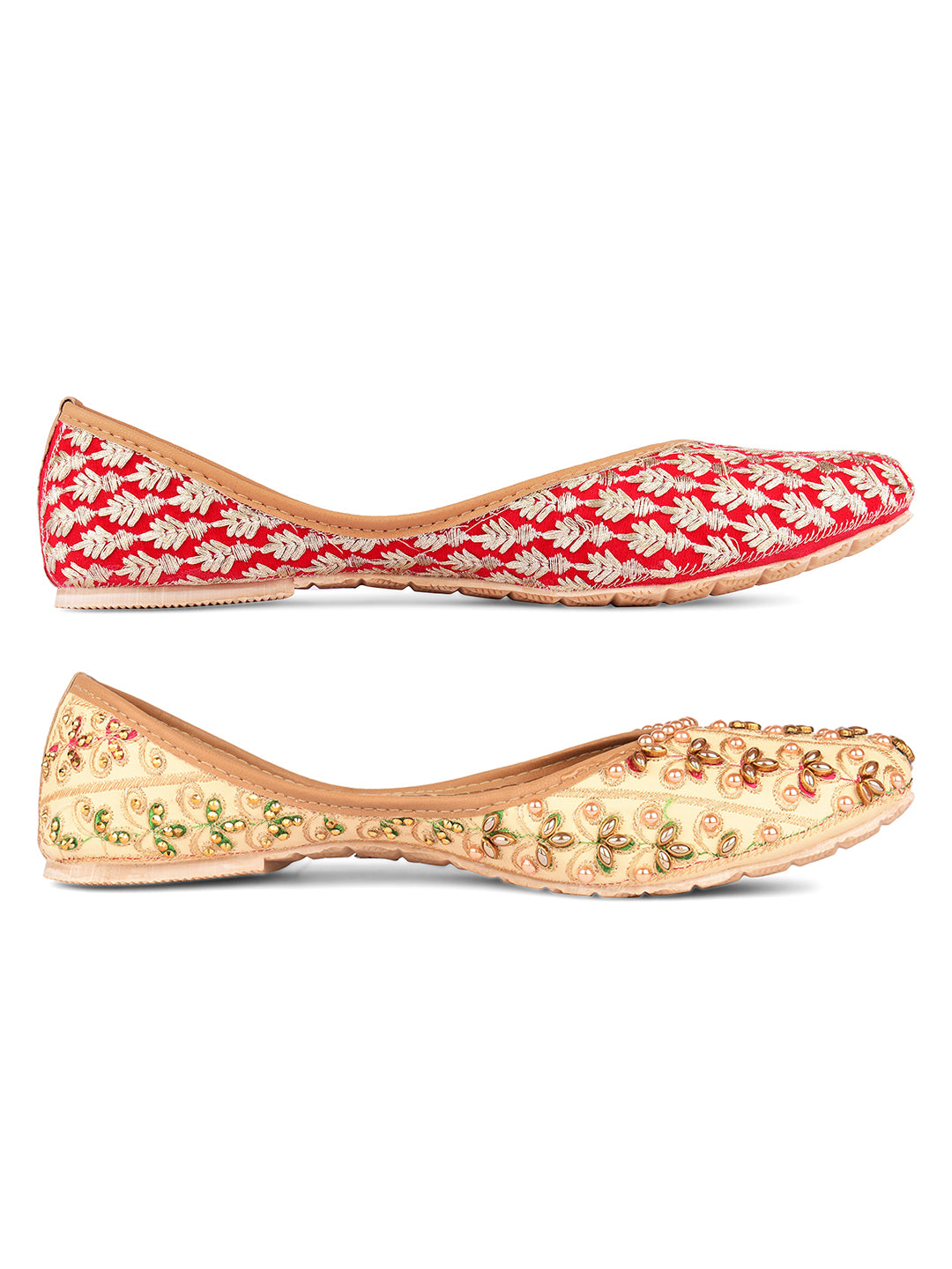 DESI COLOUR Women Multicoloured Solid Mojaris