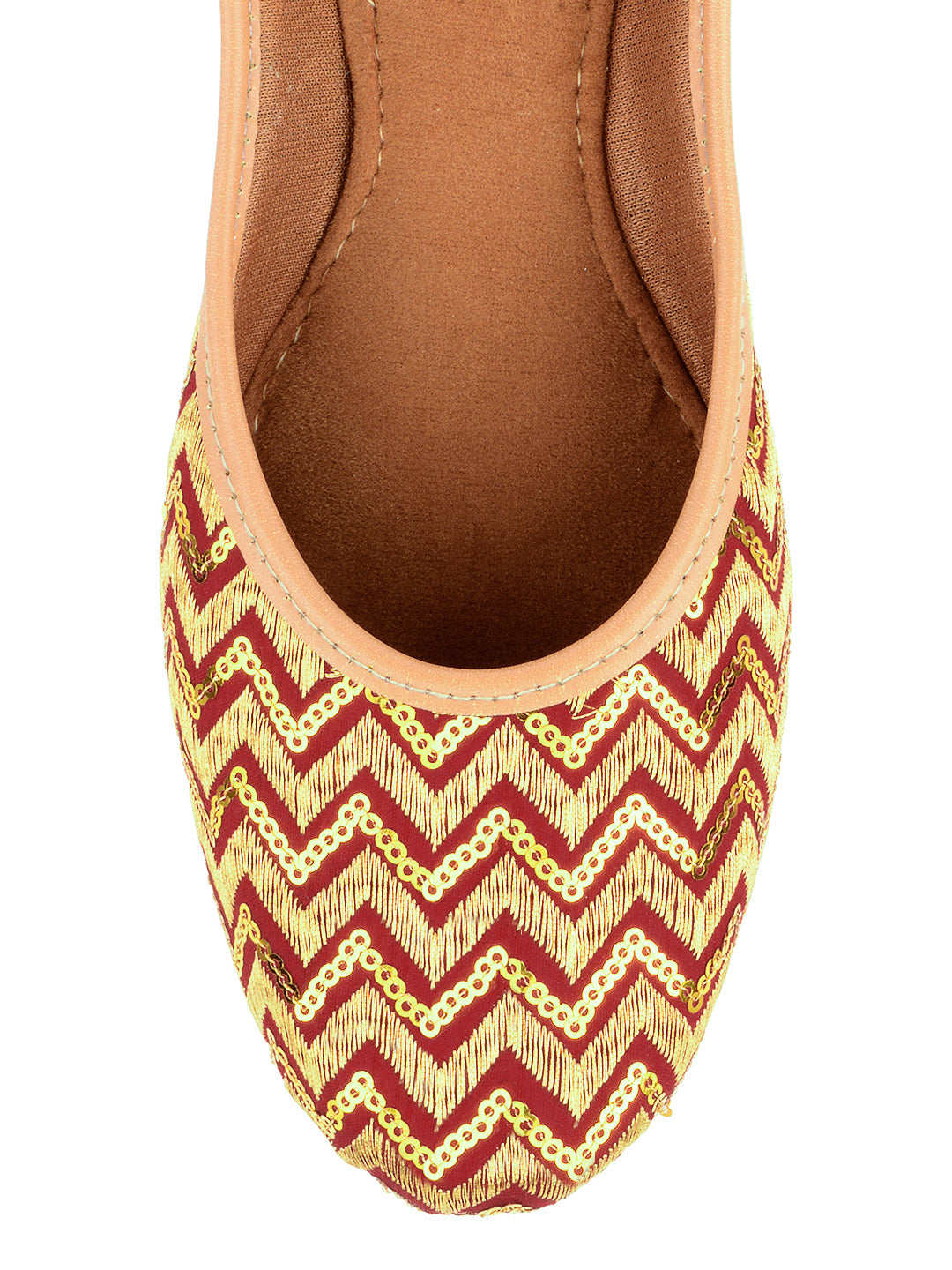 DESI COLOUR Women Maroon Ethnic Mojaris Flats