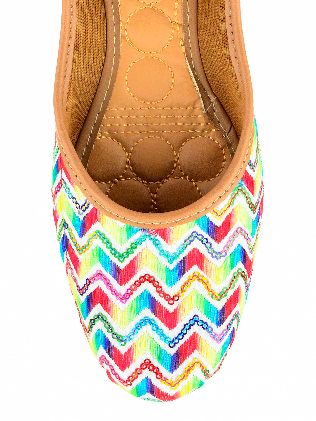 DESI COLOUR Women Multicoloured Printed Ethnic Mojaris With Embroidered Flats