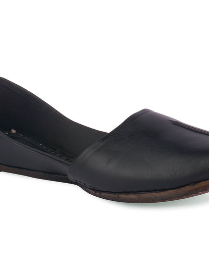 DESI COLOUR Men Black Leather Mojaris