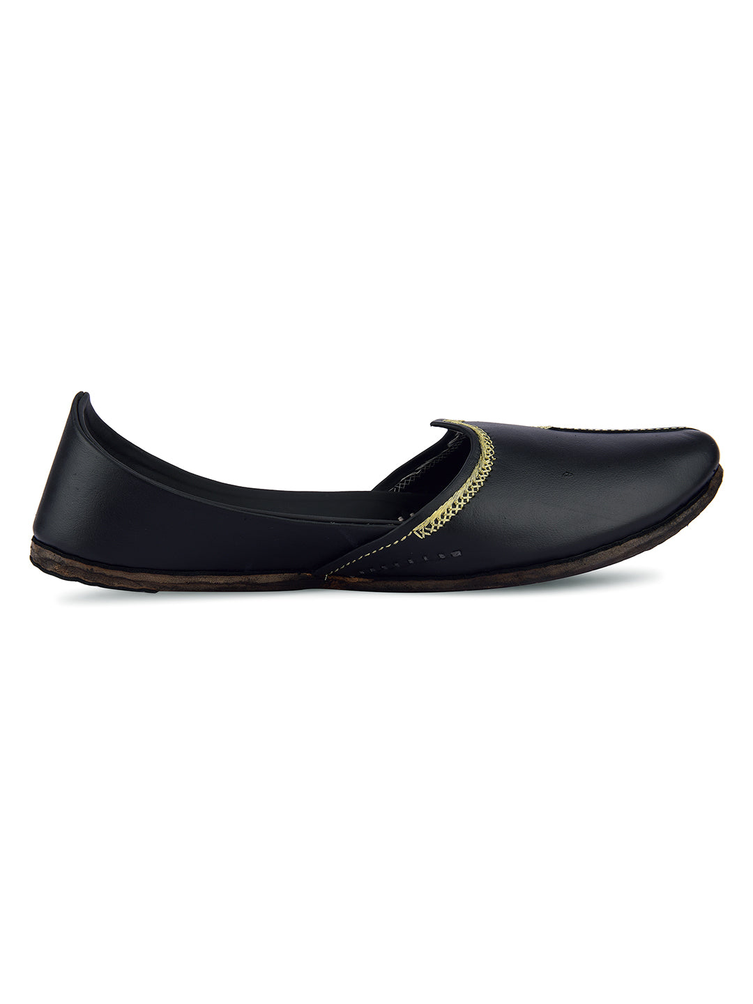 DESI COLOUR Men Black Solid Leather Mojaris