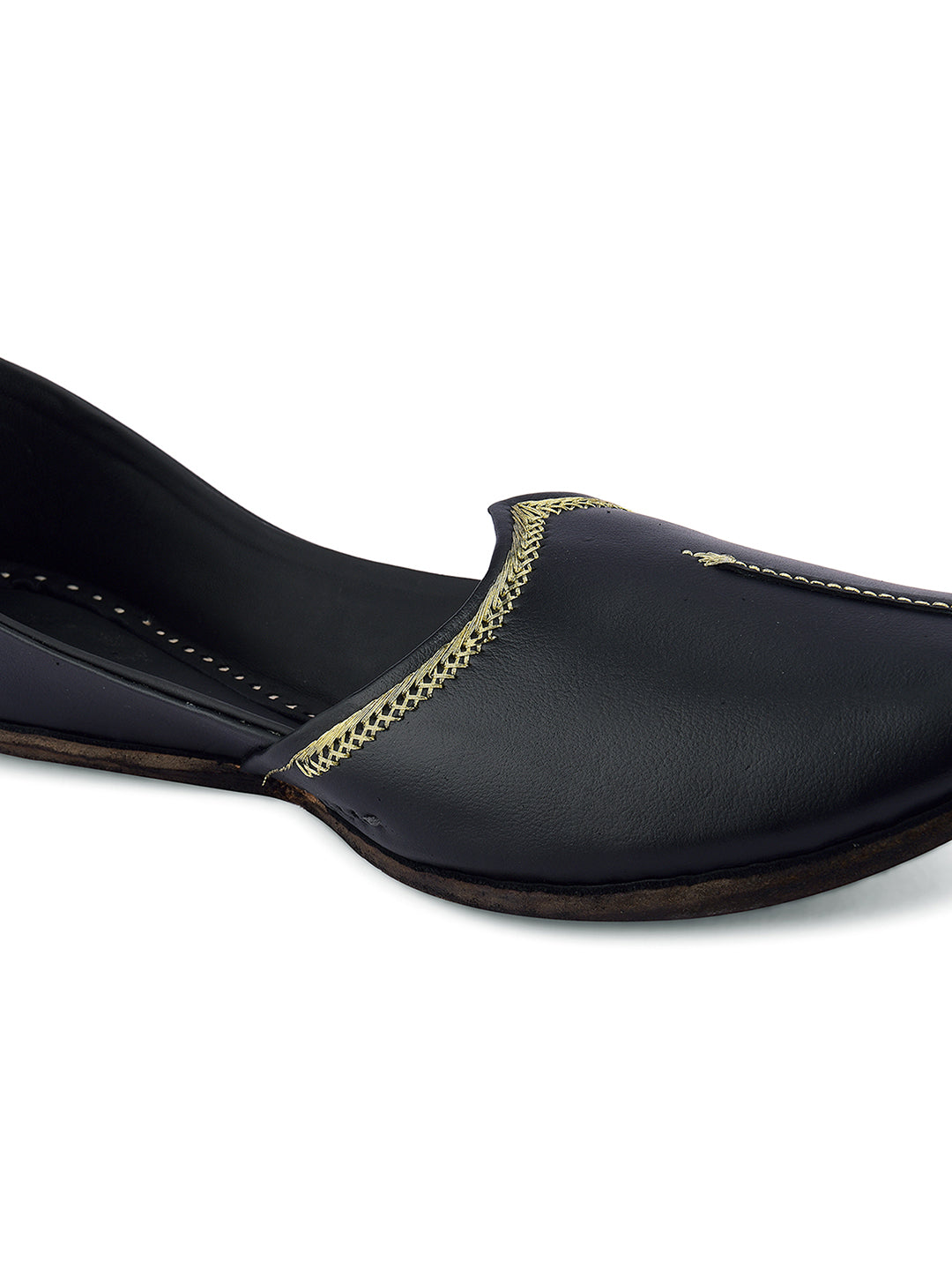 DESI COLOUR Men Black Solid Leather Mojaris