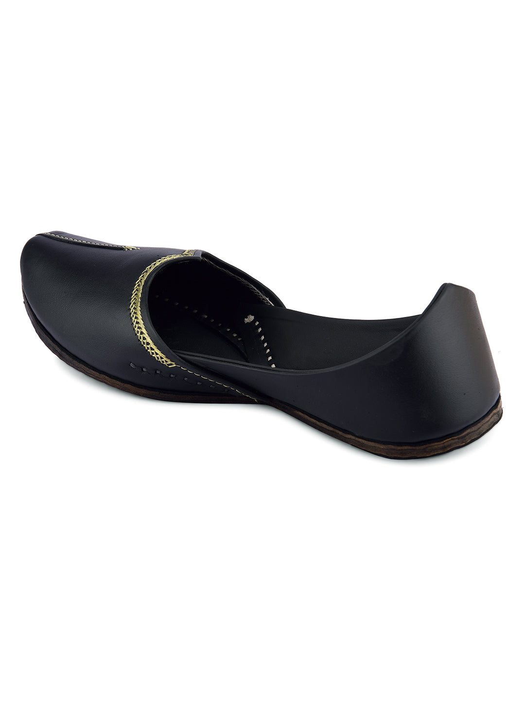 DESI COLOUR Men Black Solid Leather Mojaris