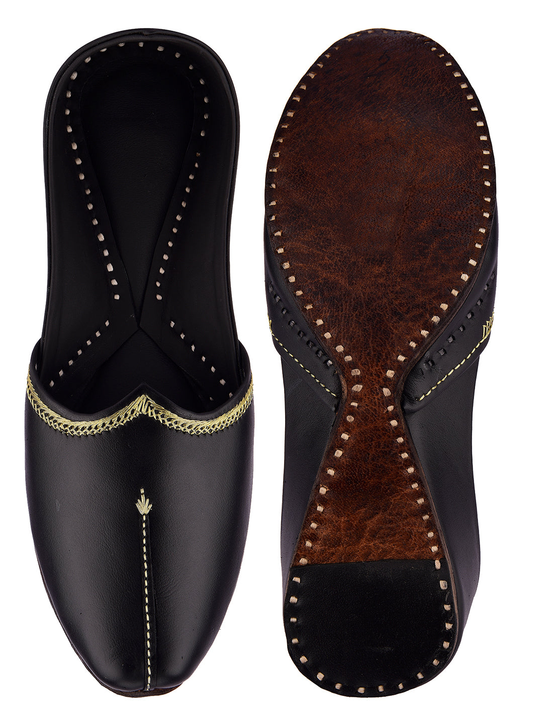 DESI COLOUR Men Black Solid Leather Mojaris