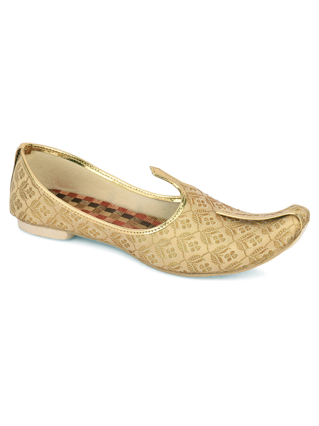 DESI COLOUR Men Gold-Toned Mojaris