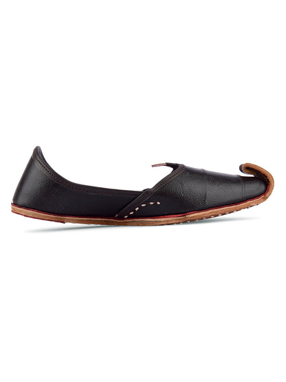 DESI COLOUR Men Black Solid Mojaris