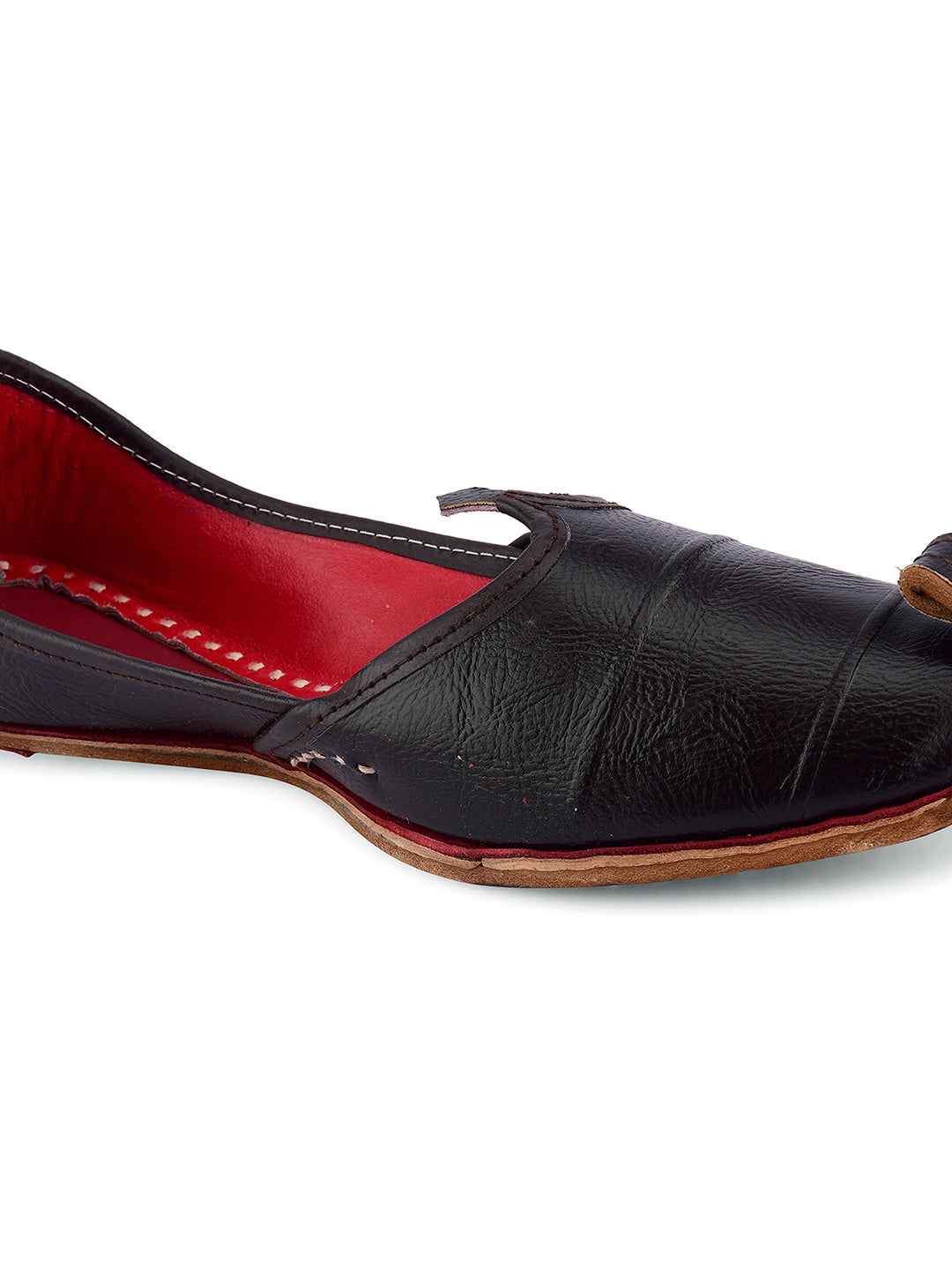 DESI COLOUR Men Black Solid Mojaris