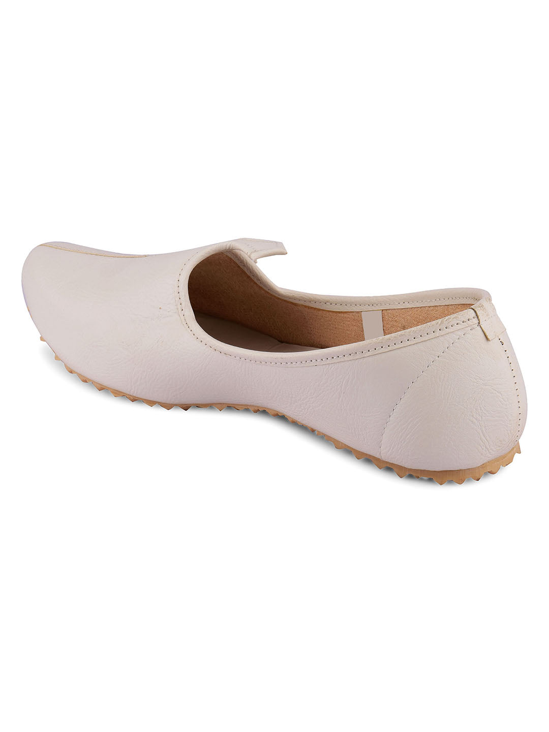 DESI COLOUR Men Cream-Coloured Mojaris