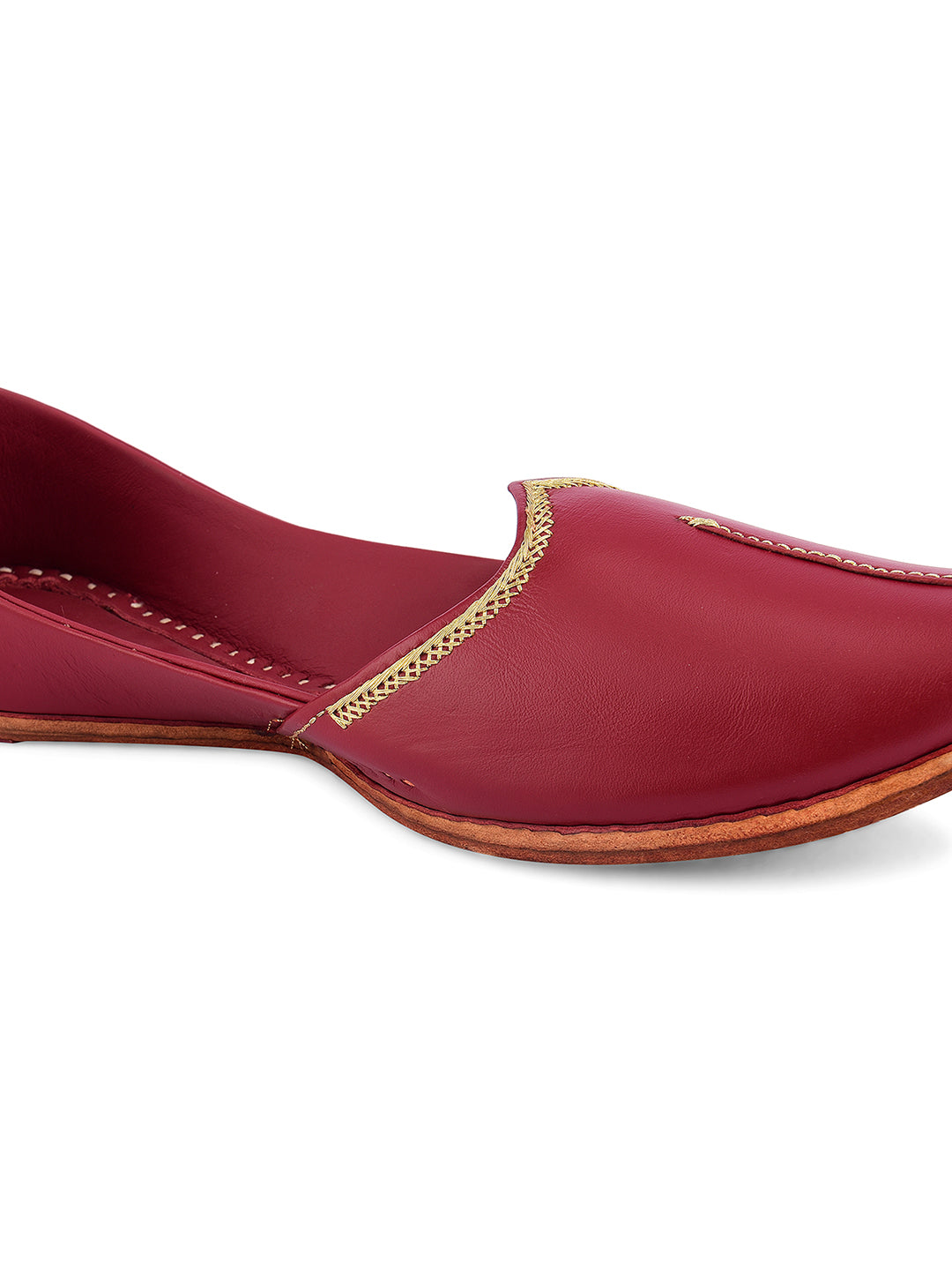 DESI COLOUR Men Red Solid Mojaris