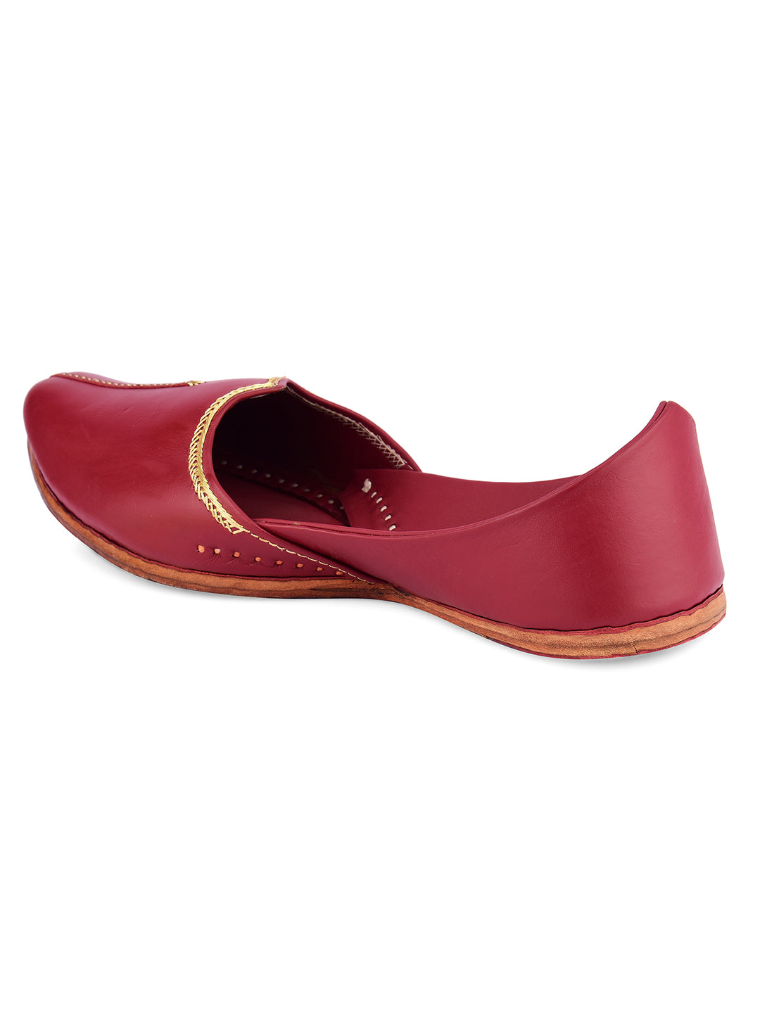 DESI COLOUR Men Red Solid Mojaris