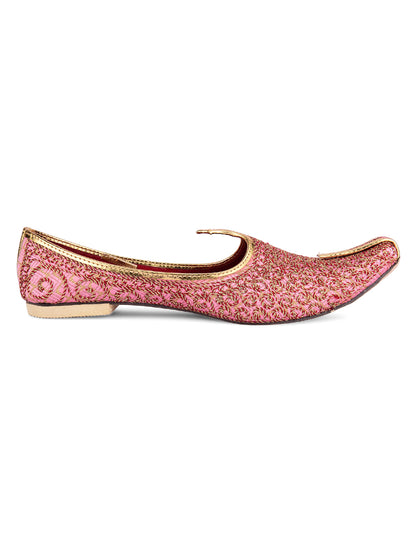 DESI COLOUR Men Pink Mojaris