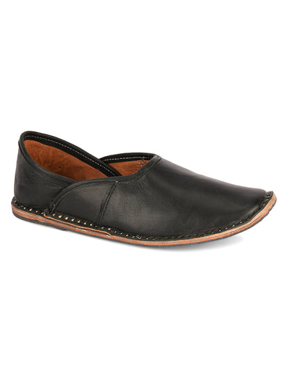 DESI COLOUR Men Black Leather Mojaris