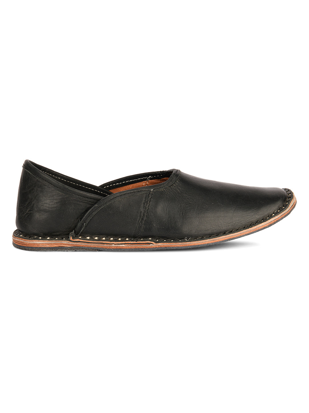 DESI COLOUR Men Black Leather Mojaris
