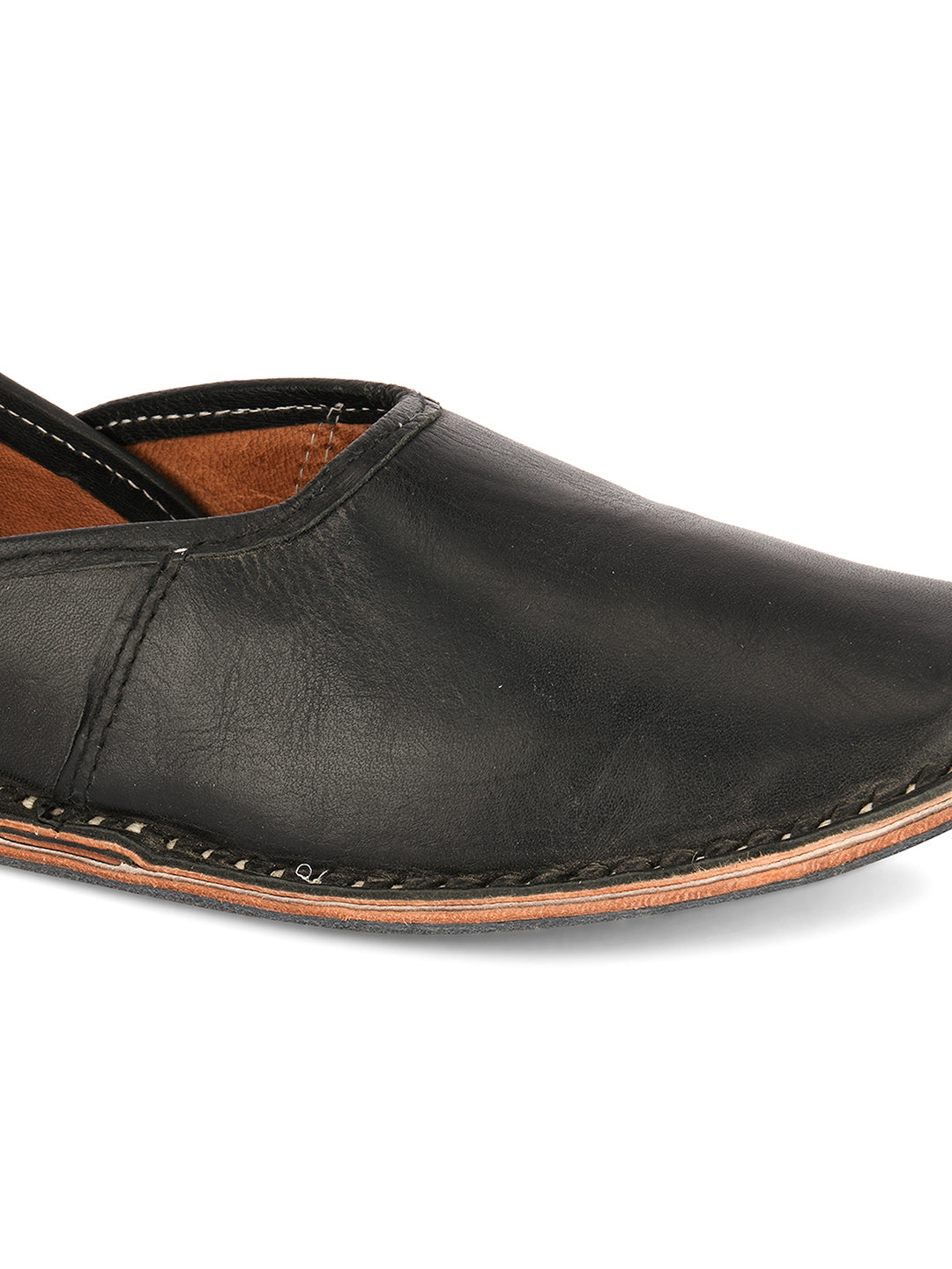 DESI COLOUR Men Black Leather Mojaris