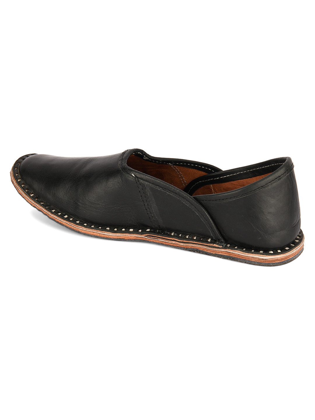 DESI COLOUR Men Black Leather Mojaris
