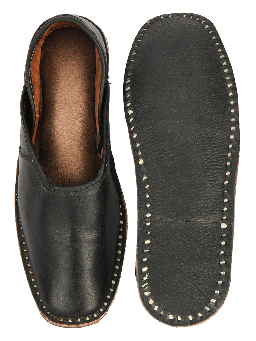 DESI COLOUR Men Black Leather Mojaris