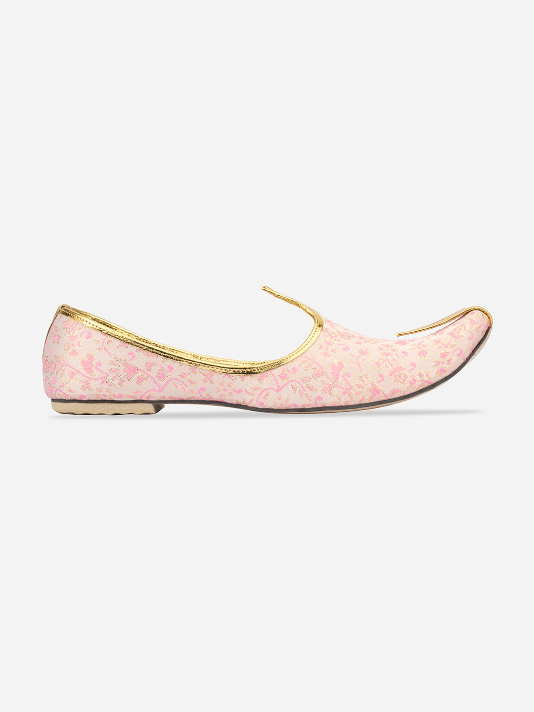 DESI COLOUR Men Pink Printed Mojaris