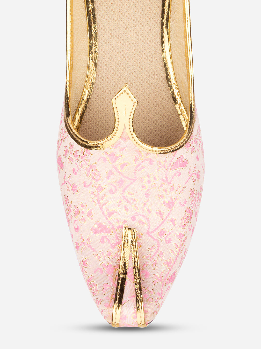 DESI COLOUR Men Pink Printed Mojaris