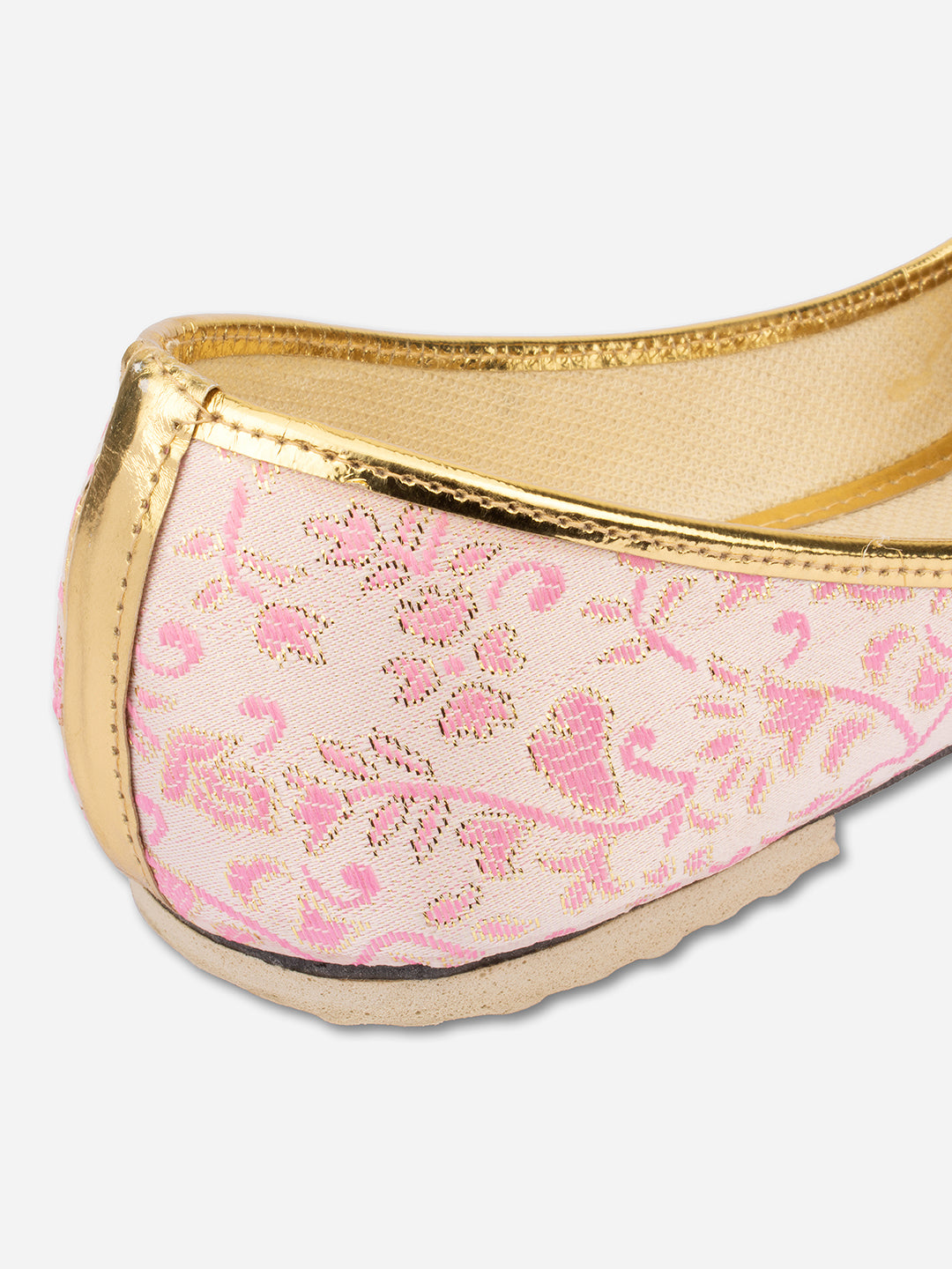 DESI COLOUR Men Pink Printed Mojaris