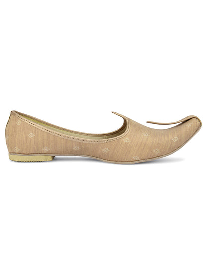 DESI COLOUR Mens Gold Ethnic Footwear/Punjabi Jutti