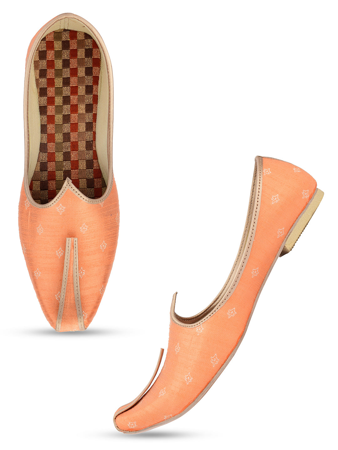 DESI COLOUR Mens Orange Ethnic Footwear/Punjabi Jutti