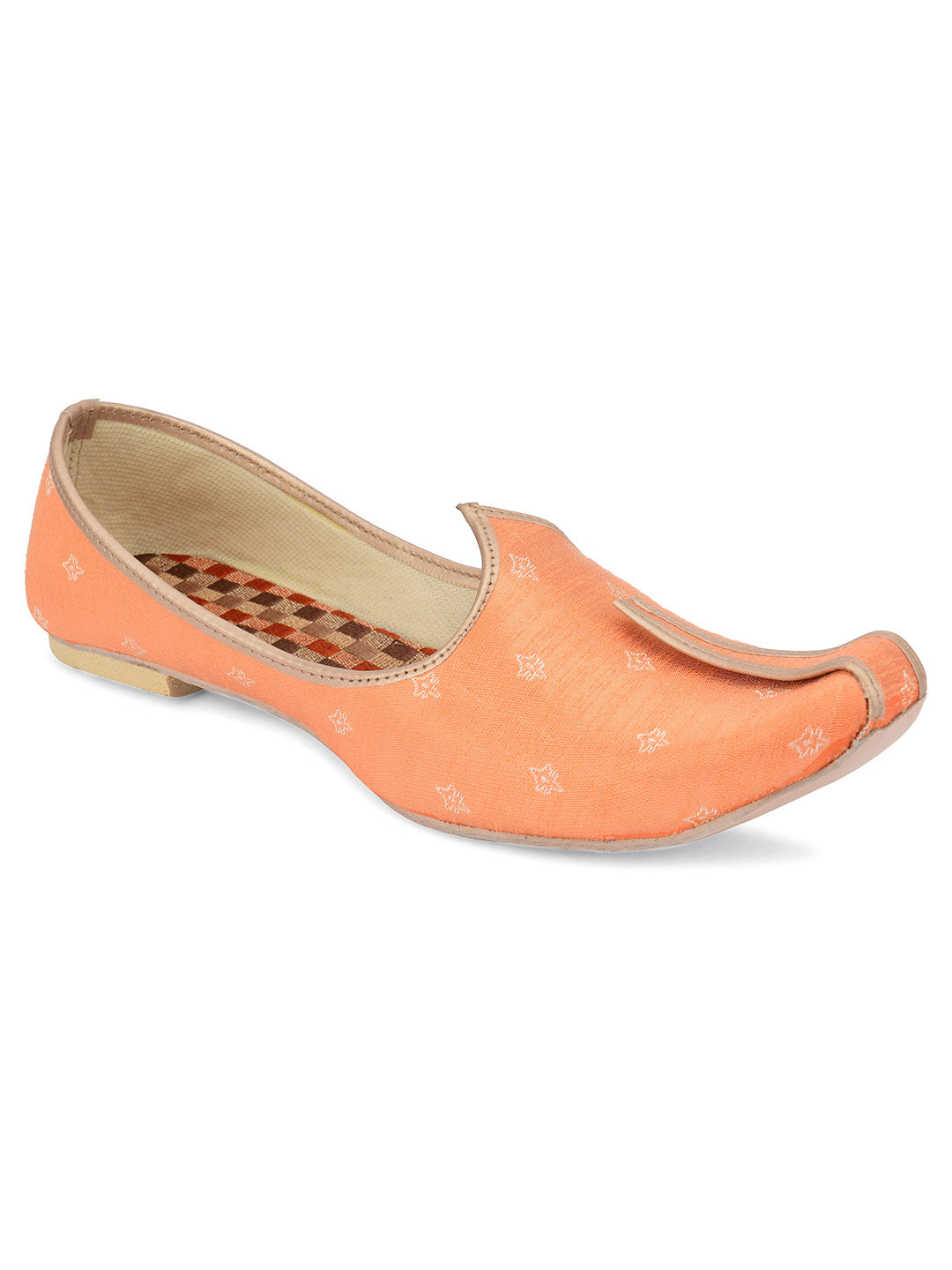 DESI COLOUR Mens Orange Ethnic Footwear/Punjabi Jutti