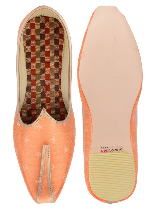 DESI COLOUR Mens Orange Ethnic Footwear/Punjabi Jutti