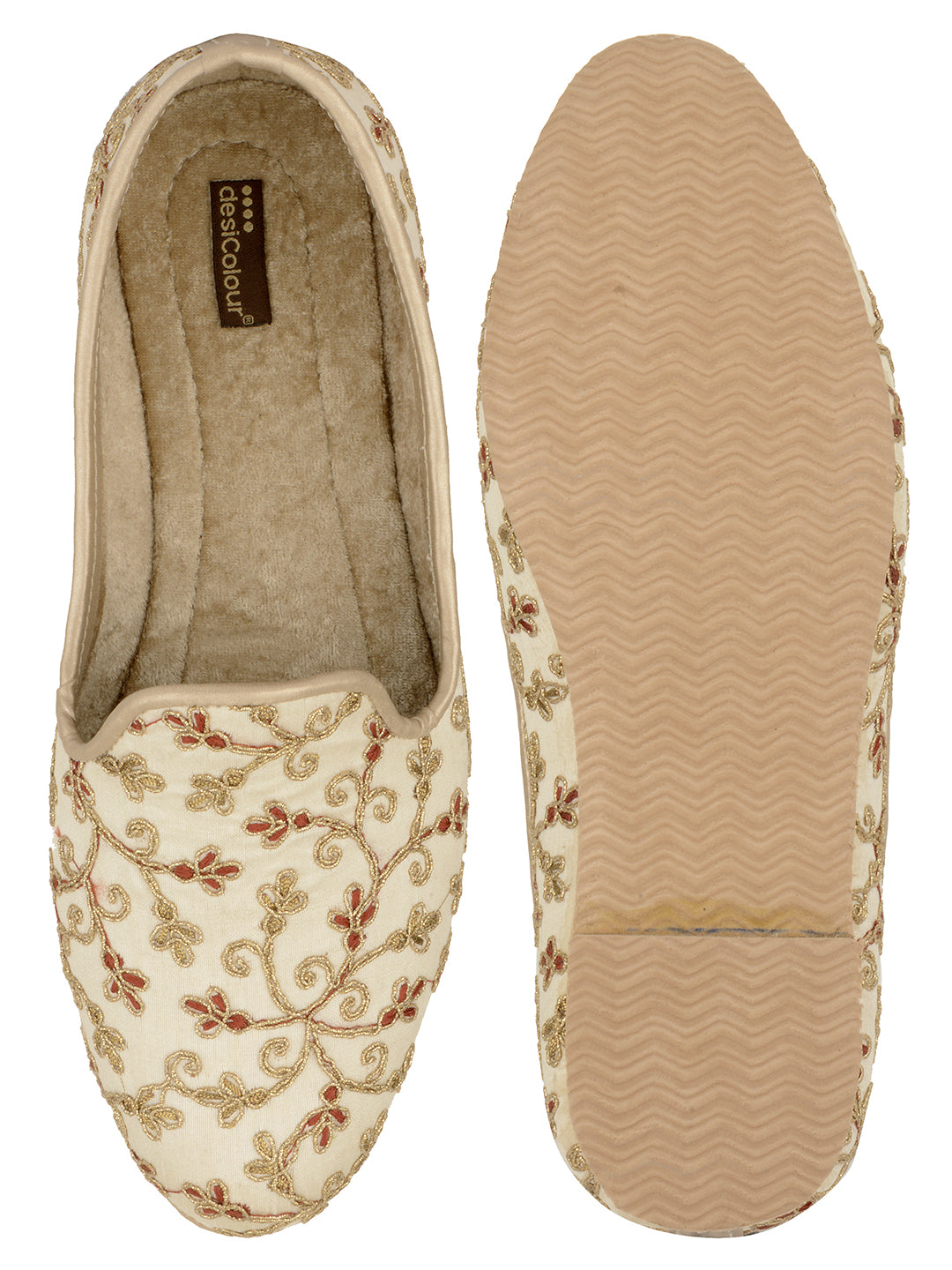 DESI COLOUR Men Gold-Toned Printed Loafers